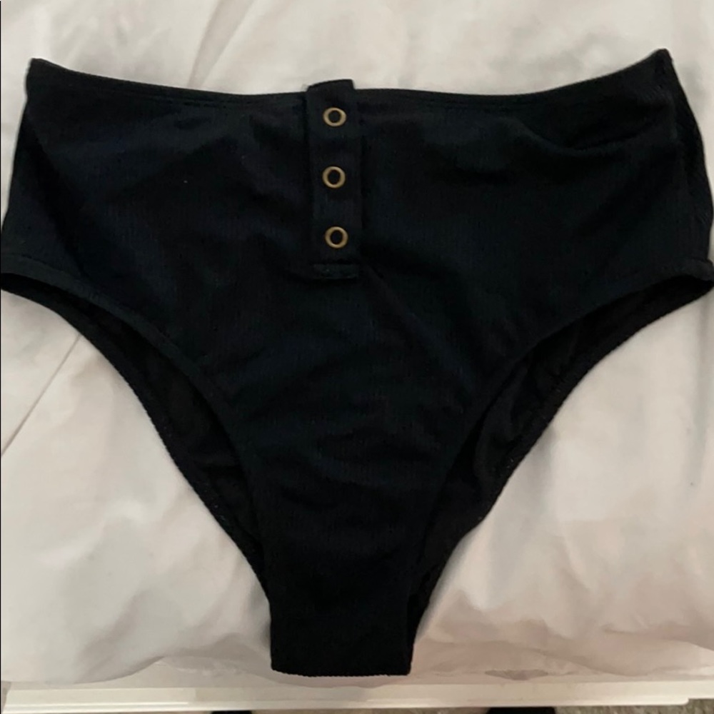 High rise black bikini bottoms